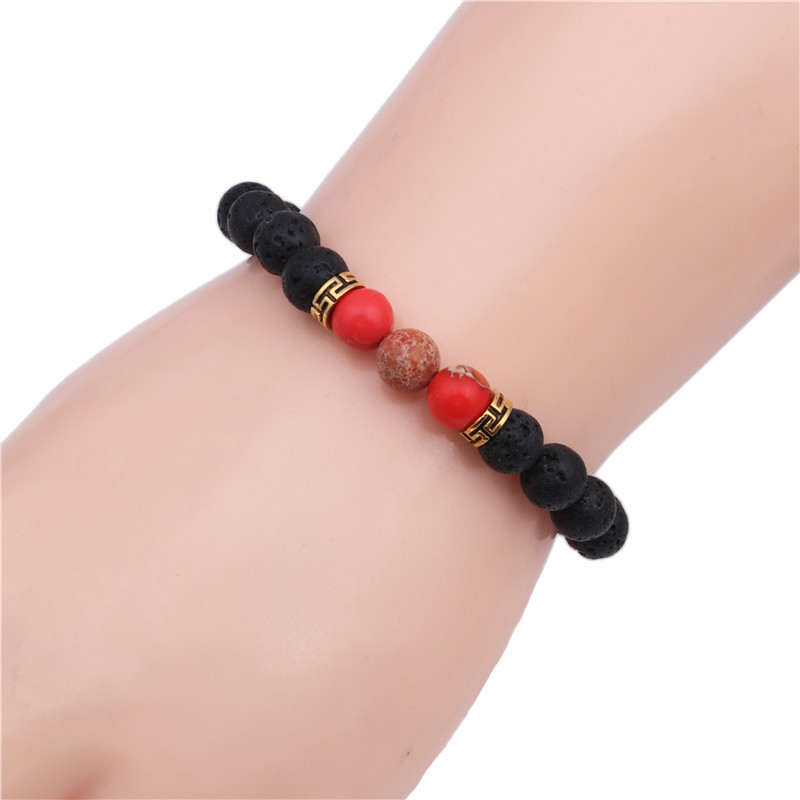 8mm Natural Line Agate Bracelet Colorful Seven Chakra Energy Yoga Beads Bracelet display picture 12