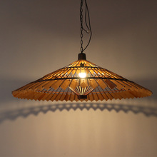 中式仿古實木吊燈創意中國風古典雨傘燈餐廳酒樓茶樓復古木藝吊燈