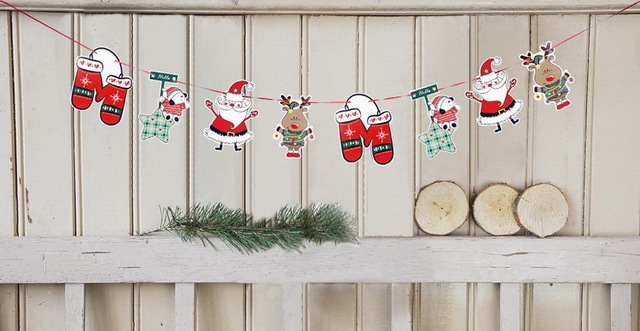 Giáng sinh trang trí cung cấp cờ hoạt hình bunting Giáng sinh cảnh Giáng sinh bố trí giấy Giáng sinh treo cờ nhà máy bán hàng trực tiếp Trang trí giáng sinh