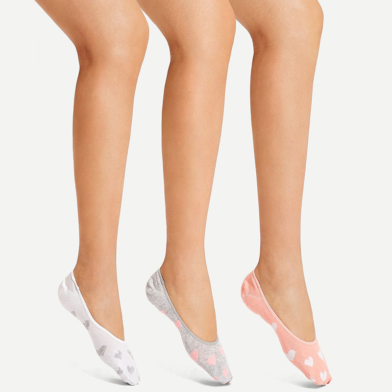 Wholesale Heart Shaped Boat Socks Summer Ultra Thin Cotton Socks Women Shallow Mouth Invisible Boat Socks Board Shoes Socks