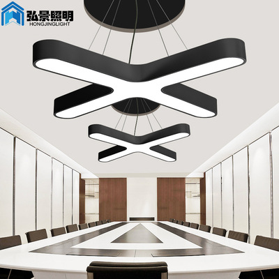 办公室吊灯创意个性led现代灯具艺术造型十字形写字楼工业风吊灯