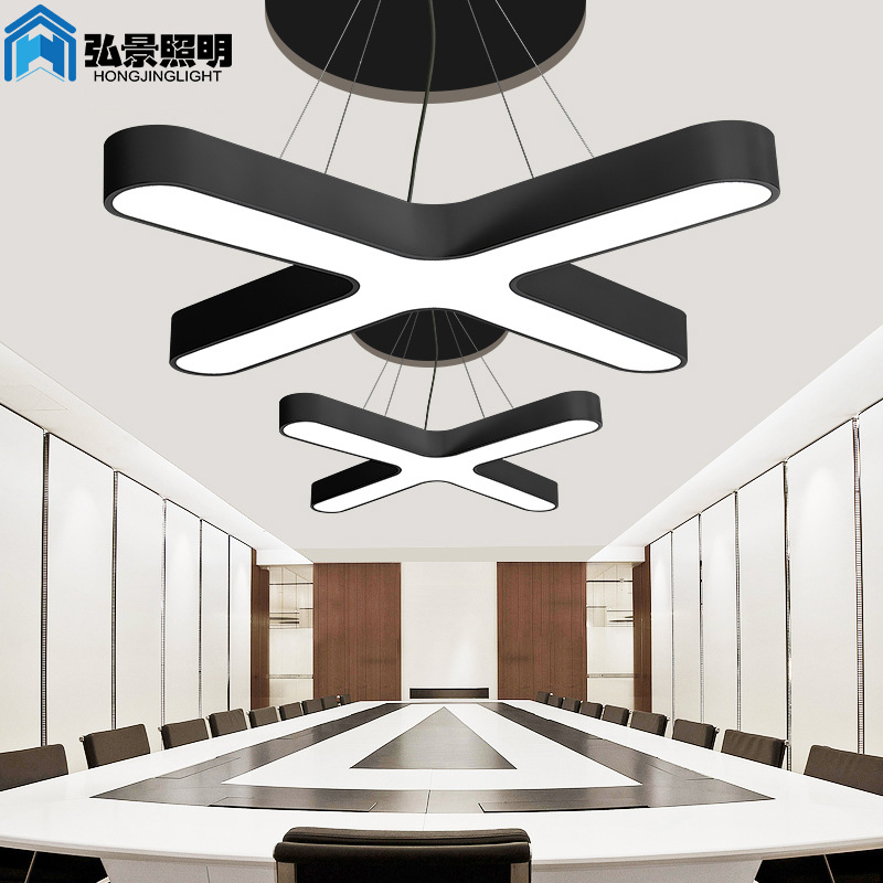 办公室吊灯创意个性led现代灯具艺术造型十字形写字楼工业风吊灯