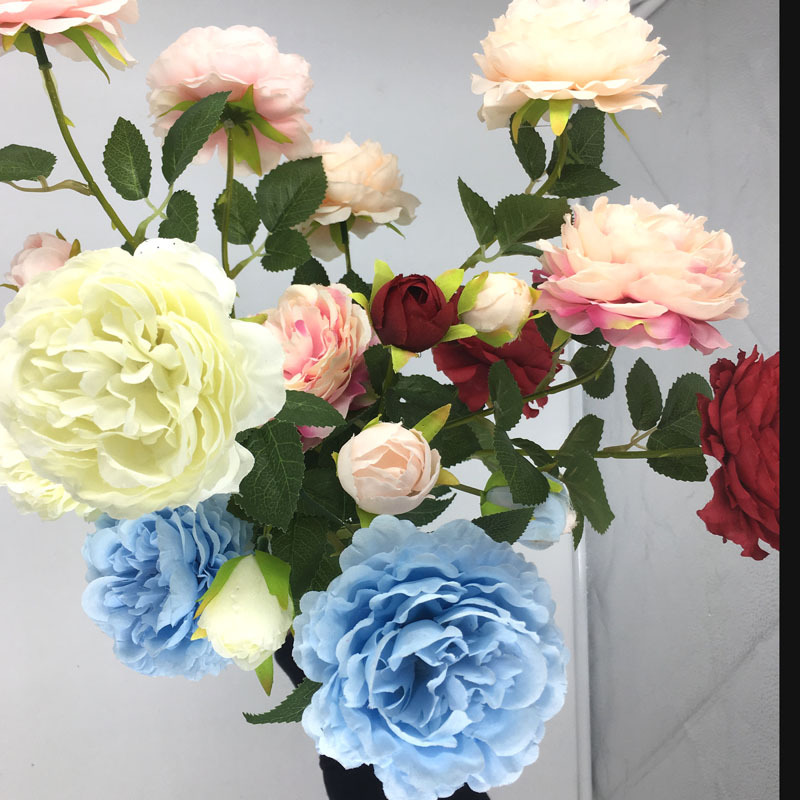 歐式3頭包芯洋牡丹批發 西洋玫瑰婚慶裝飾假花仿真花廠家批發