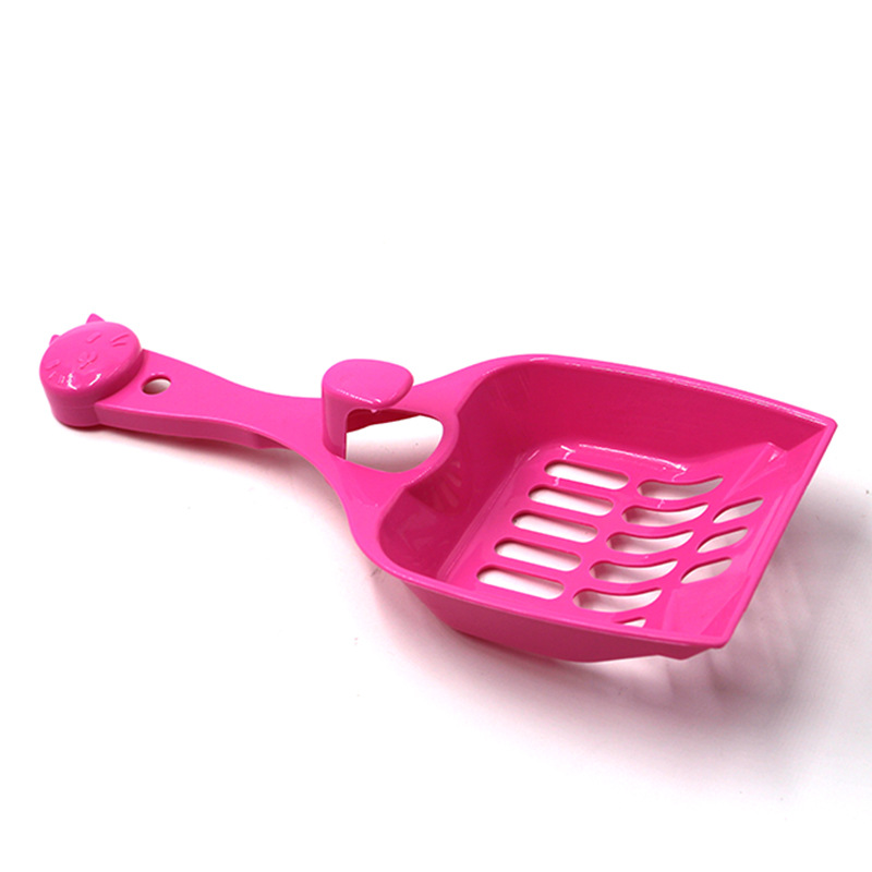 Venta al por mayor mascota gato arena pala caramelo color gato cabeza gato pala gato mierda pala estiércol hueco de plástico alimentos pala suministros
