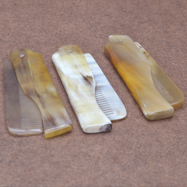 Peine de cuerno plegable viaje portátil pequeño peine cuidado de la salud masaje peine bolsillo maquillaje peine al por mayor