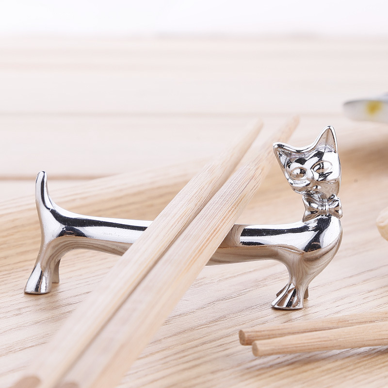 Gentleman Cat Alloy Chopstick Holder Metal Hotel Restaurant Chopstick Holder Chopstick Holder Creative Knife And Fork Holder Spoon Holder Desktop Decoration