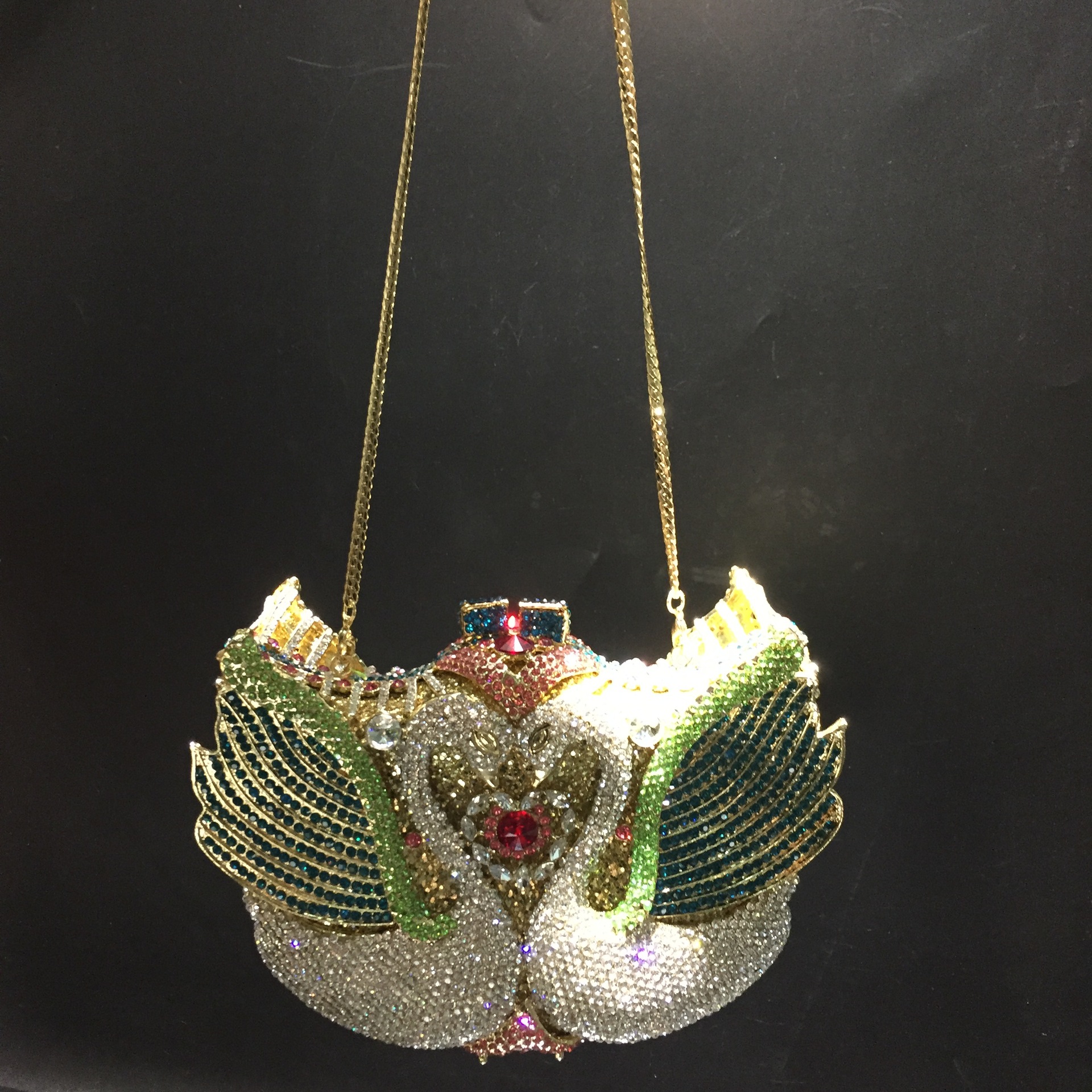 Túi clutch nữ đính kim cương thiên nga cỡ lớn dự tiệc — Màu đen, Màu hồng, Ảnh tùy chỉnh được Cá nhân hóa, Bảy màu vàng kim chi tiết 20