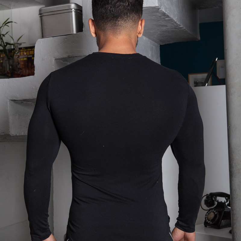 Long Sleeve T Shirt Muscle Men Fashion New Round Collar Slim Mens T ...