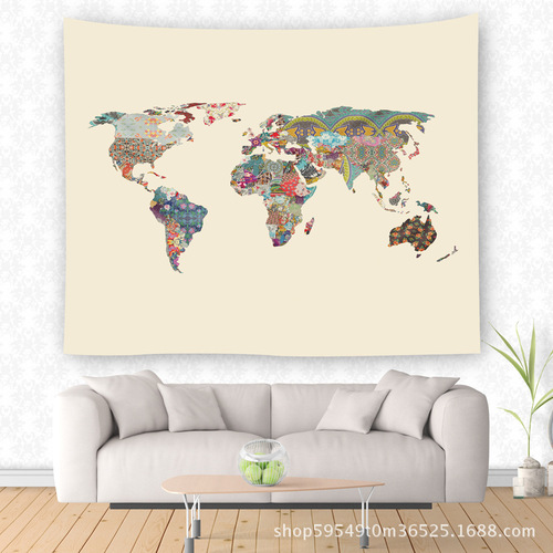 Hot-selling Export-Ready European & American-Style Map Print Tapestry: Creative Home Decor, Polyester Background Wall Hanging, and Wall-Mounted Carpet