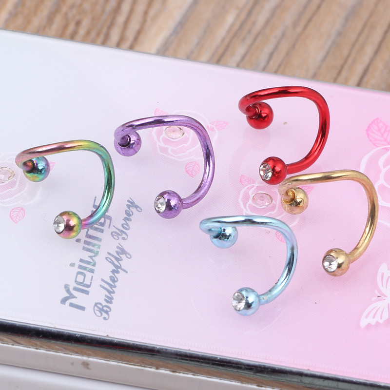 8pcs Mixed Color Stainless Steel Nose Ring Belly Button Ring Ear Nail Piercing Jewelry Set detail image 10