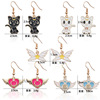 Cartoon earrings, ear clips heart-shaped, Korean style, Birthday gift, wholesale