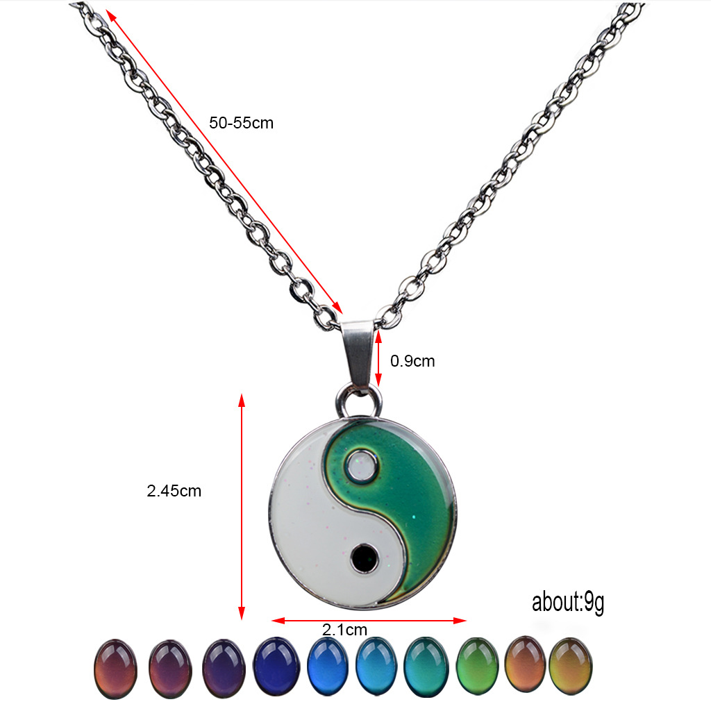 Chinese Style Tai Chi Mood Color Changing Necklace display picture 1