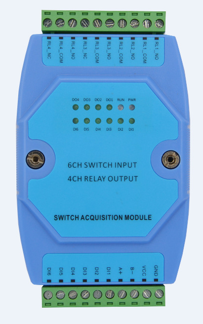 通用4路继电器输出 6路开关量输入模块 联动控制输出 RS485通讯