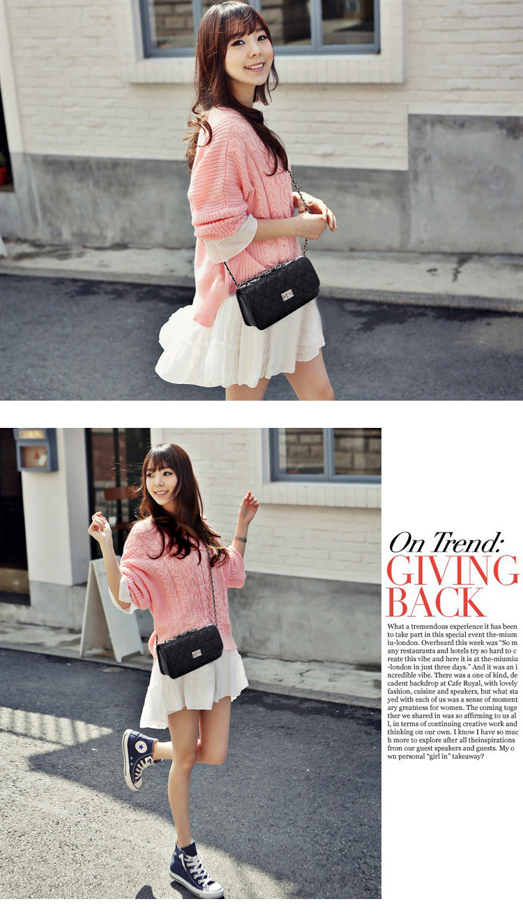 New Fashion Rhombic Chain Turn Lock Bag Chain Crossbody Bag Shoulder Bag display picture 7