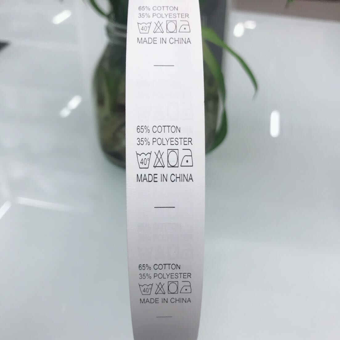 厂家直销英文洗涤成分标 65%cotton棉35%polyester涤胶带