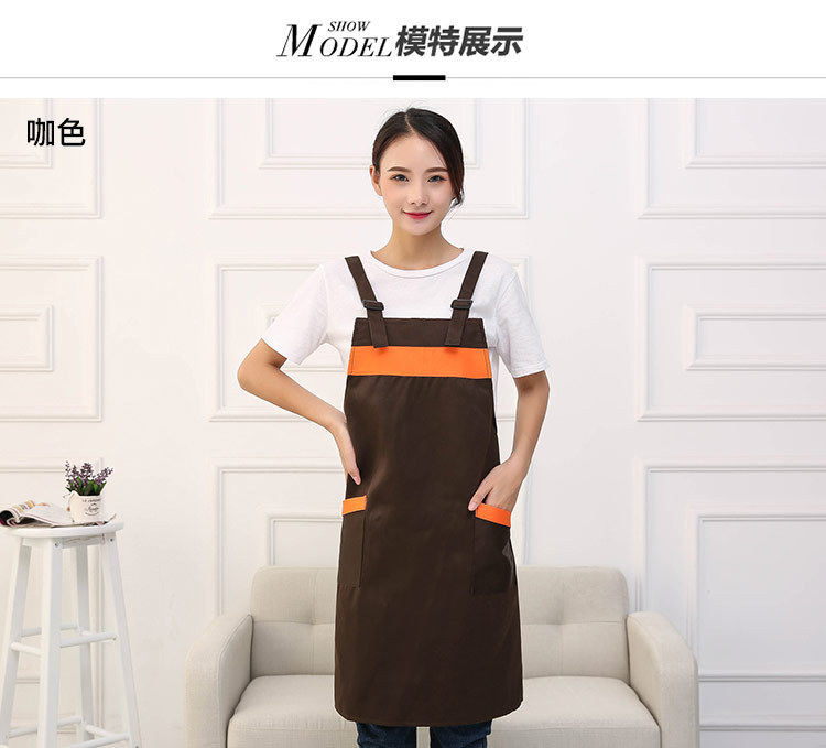批发韩版时尚H型背带棉布围裙定做 家政餐饮服务员工作服围裙定制