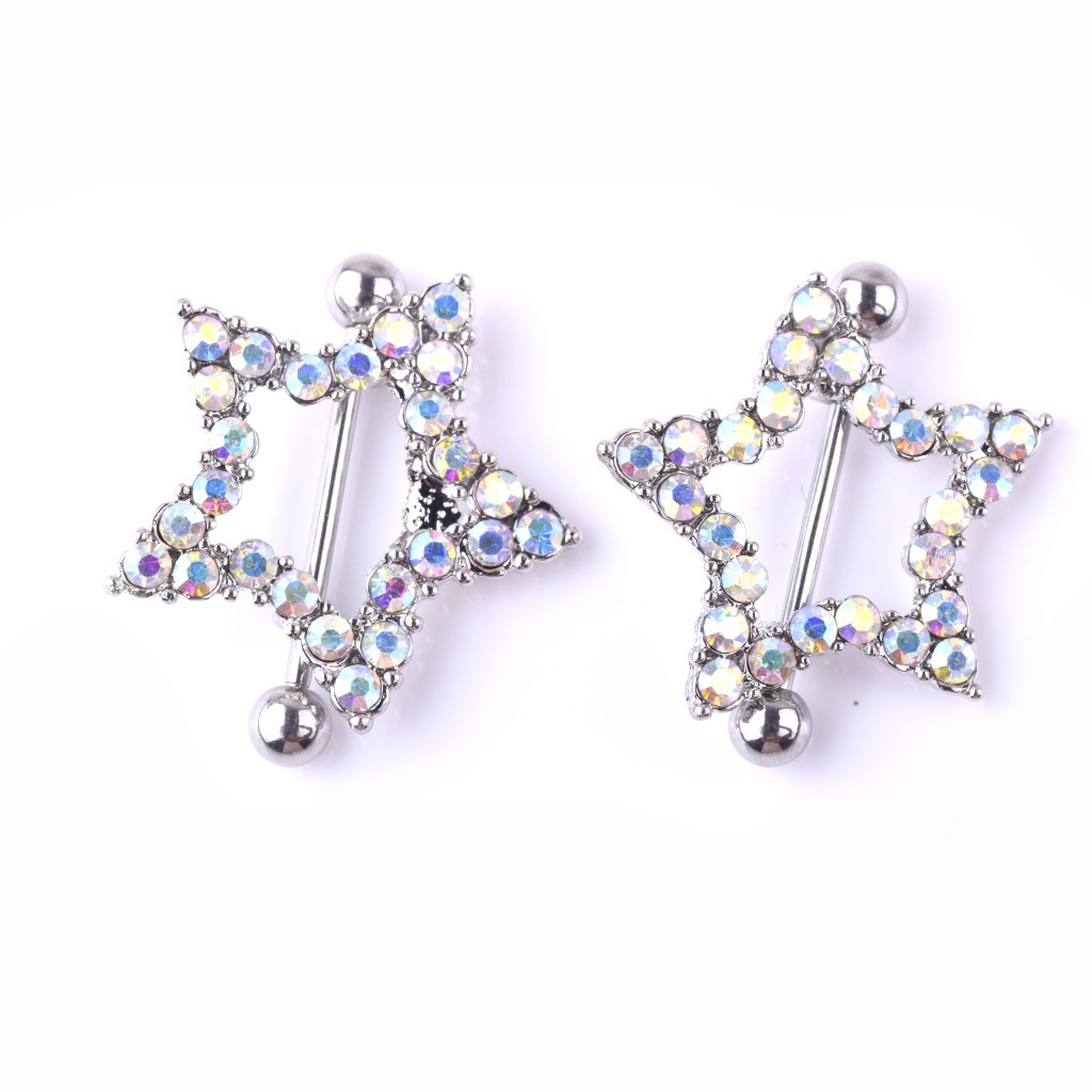 Fashion Geometric Stainless Steel Five-pointed Star Breast Ring Wholesale display picture 3