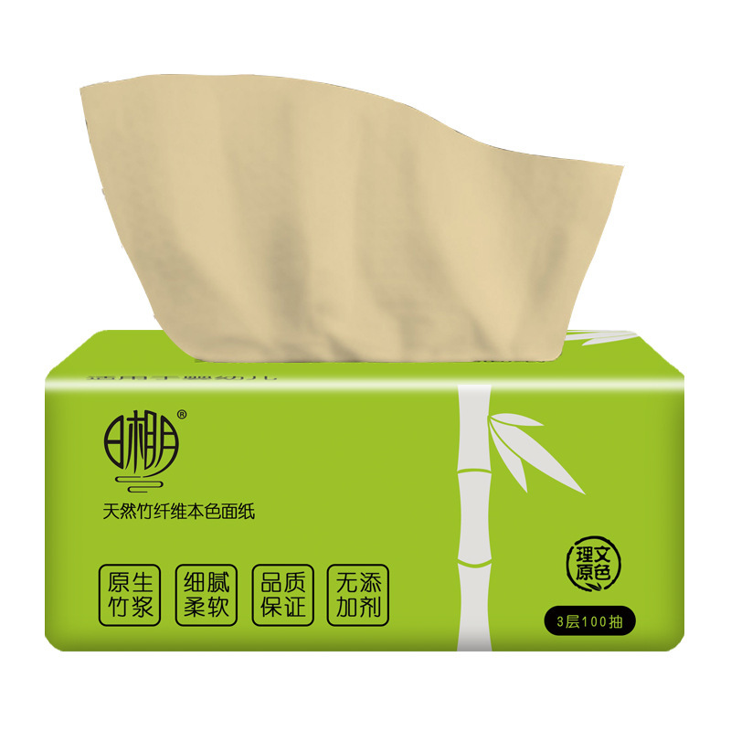 Sun Xiangyue Household Bamboo Fiber Natural Color Tissue Paper 18 Packs of Dining Paper Towels Drop Shipping Portable Environmentally Friendly Water Absorption