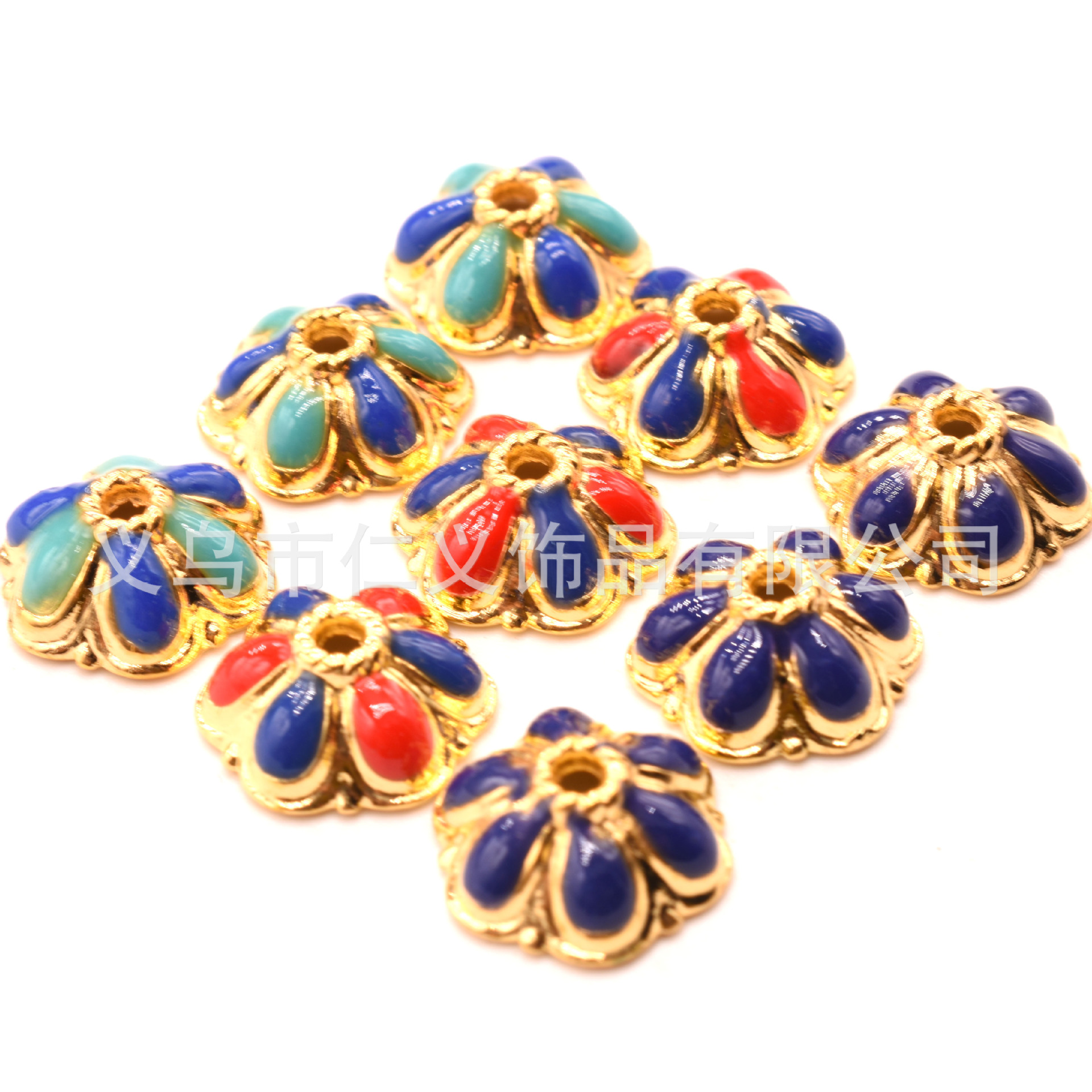Alloy Drip Oil Scenery Thai Blue Flower Hat