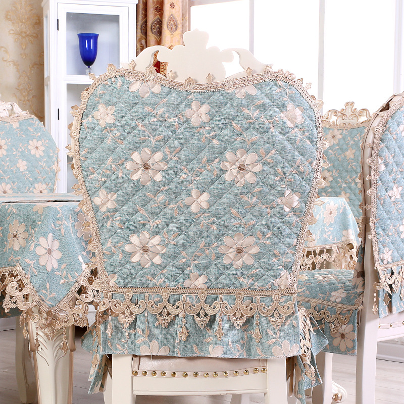 欧式亚麻梅花蓝椅垫 (5)