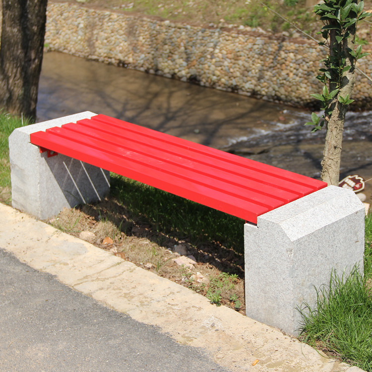 Can set out outdoor park chair stone chair square solid wood seat scenic area station anticorrosive outdoor outdoor mandarin stool