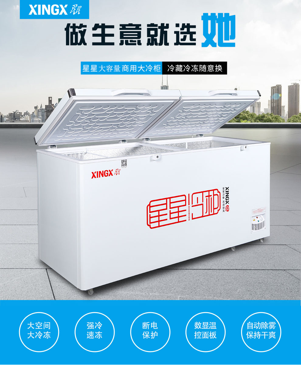 star Cold storage Freezing Freezer horizontal Freezer commercial Fresh keeping Freezer BD/BC-518G 518 rise