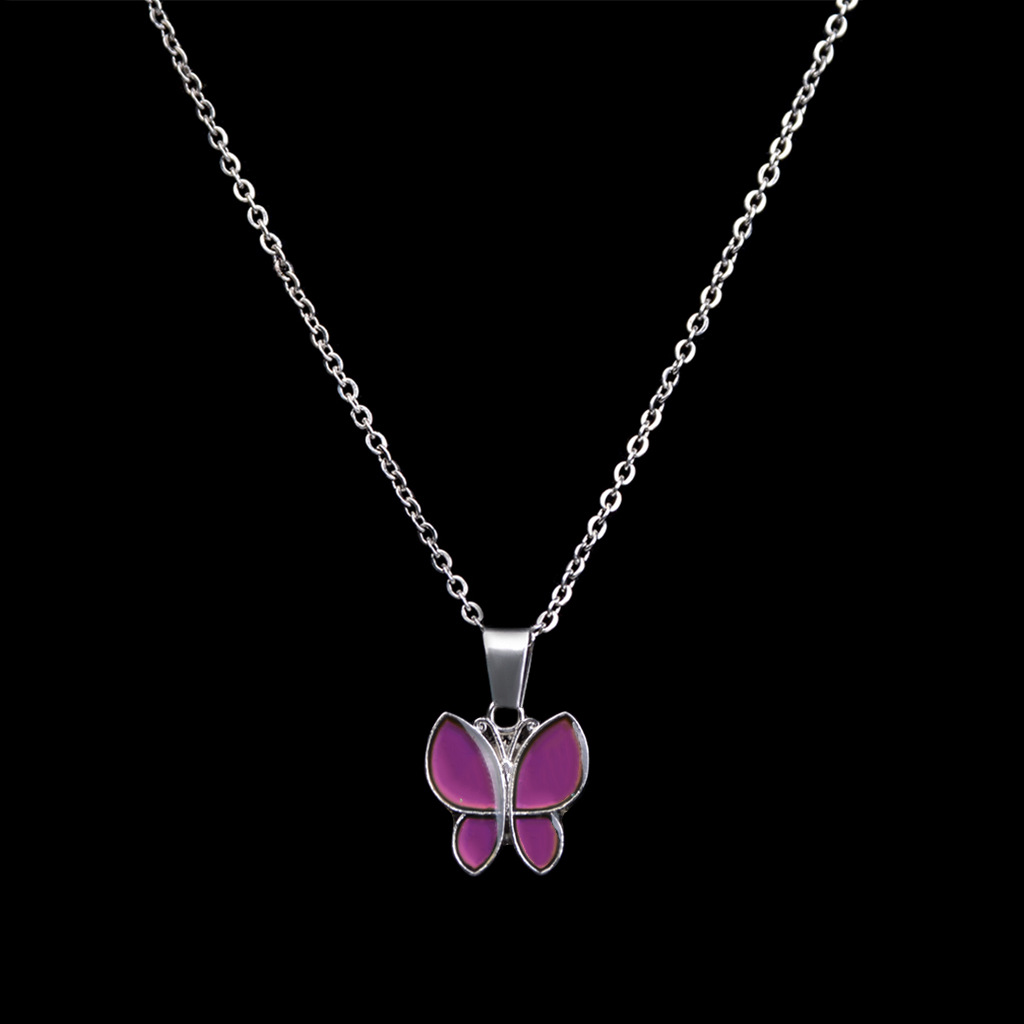 Butterfly Temperature-sensing Color Changing Stainless Steel Necklace display picture 1