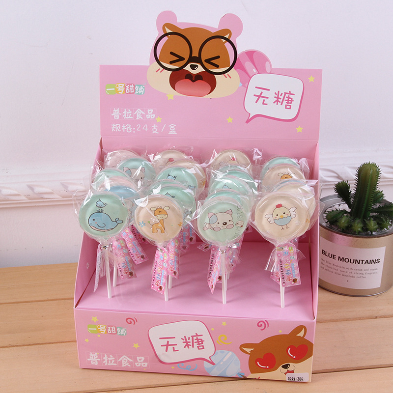 超市小零食批发萌宠卡通手工照片棒棒糖休闲零食 水果糖