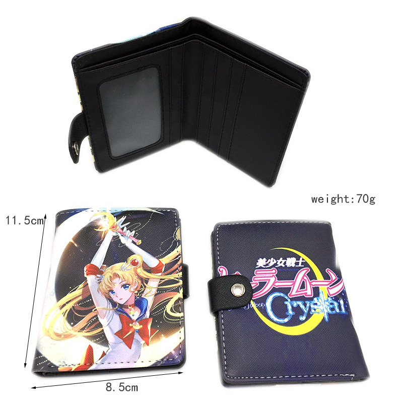 美少女戰士錢包 月野兔露娜月亮  彩色短款按扣錢包 動漫周邊批發