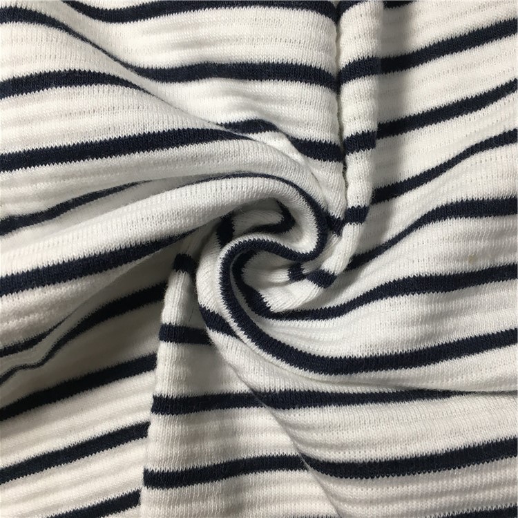 厂家供应针织新品棉氨纶黑白条楼梯布  棉氨楼梯布 女装面料