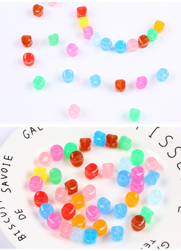 Acrylic diy bead material, handcrafted tissue box beads, 10mm jelly beads, four-corner beads, loose beads wholesale detail image 7
