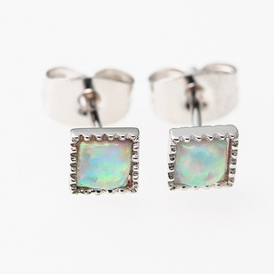 New fashion opal stud earrings personalized charm creative inlaid opal square women's stud earrings girl earrings
