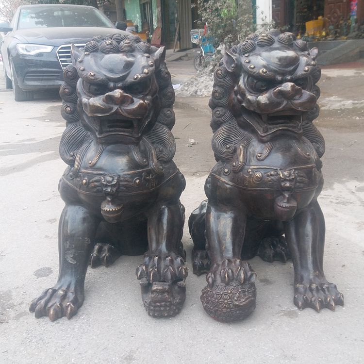 厂家直供纯铜狮子金属工艺品动物雕塑门狮企业单位门口摆件批发