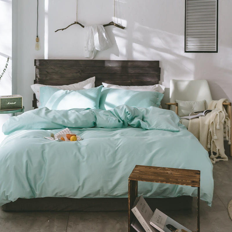 Northern Europe Simplicity Plain colour Cotton 60 Solid Cotton Quilt cover Zipper section 1.8 Single 1.5 Quilt single product