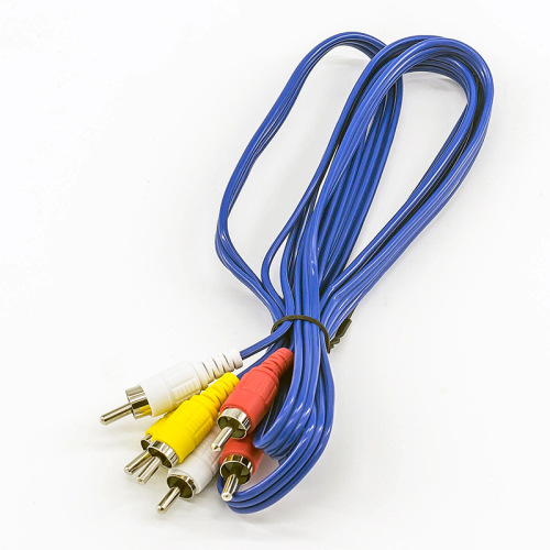Factory direct sales blue three pairs of three audio cables 1.5 meters blister packaging 3RCA TO 3RCA