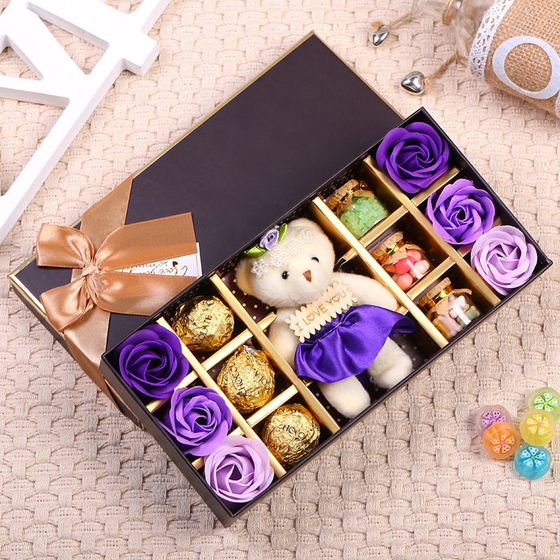 小熊巧克力糖果香皂花禮盒創意漂流瓶禮盒婚慶節日送人禮物批發