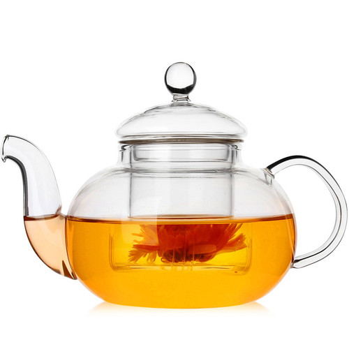 Manufacturer wholesale thickened high borosilicate glass flower teapot set high temperature resistant glass teapot filter kungfu tea set