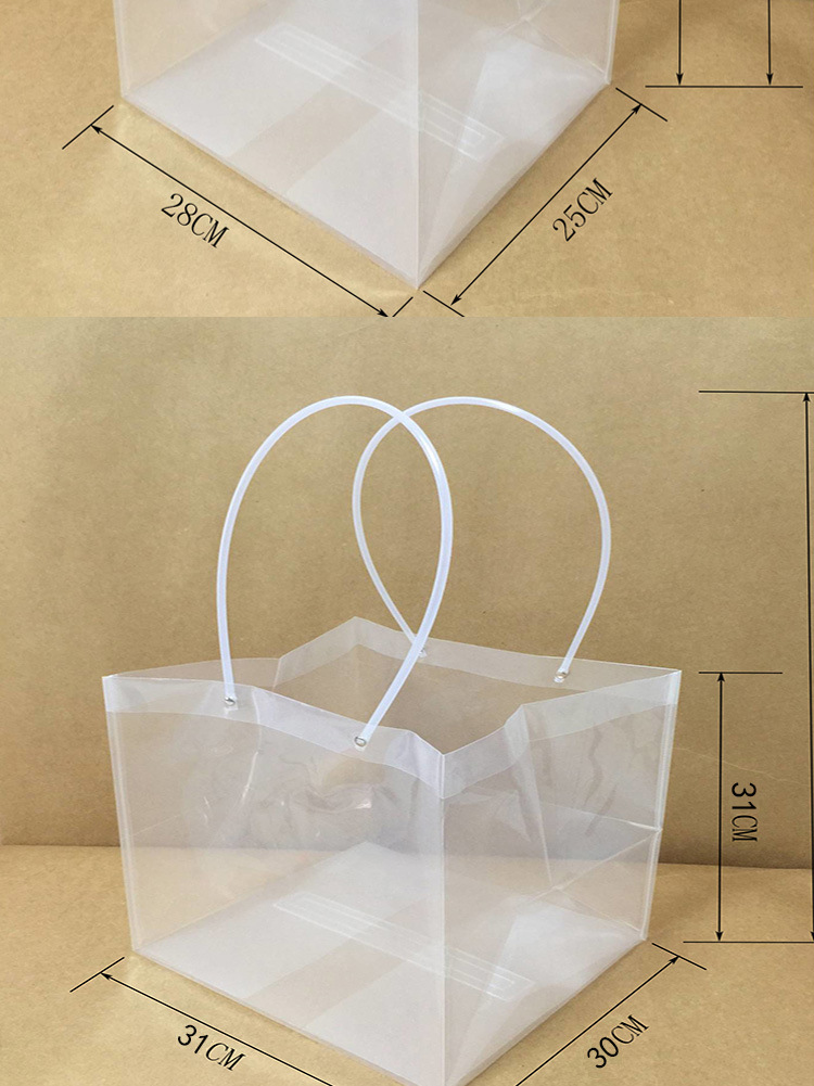 透明正方手提袋 鲜花袋插花配材袋糠果婚庆婚礼品手提