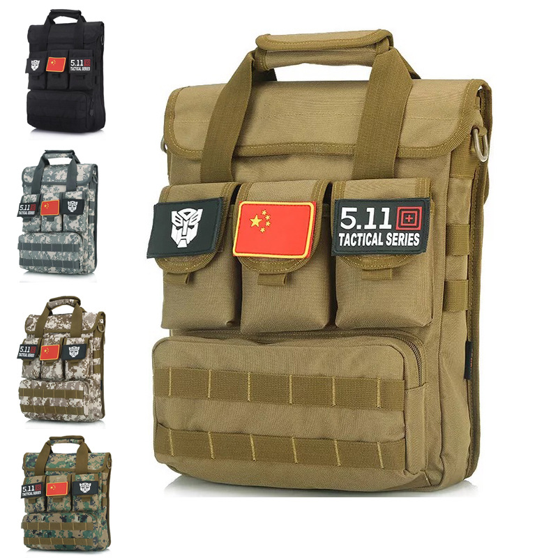 军迷户外运动战术单肩斜跨包迷彩登山大容量数码手提包电脑作业包|ru