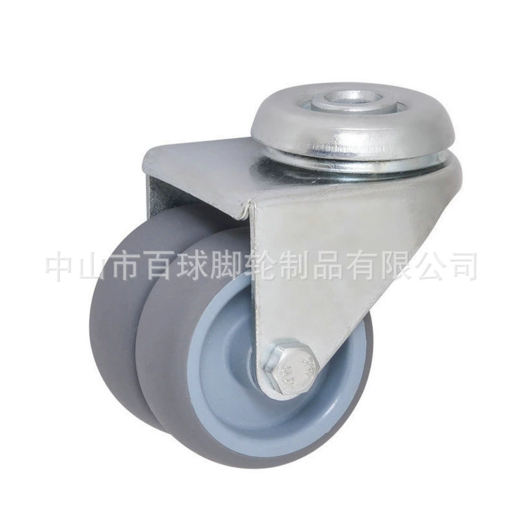 Рицинус оптом 2 дюйма M10 Подвижный двойной колесный отверстие для колеса верхнее Двухрядное универсальное колесо TPR мебель бесшумное колесо