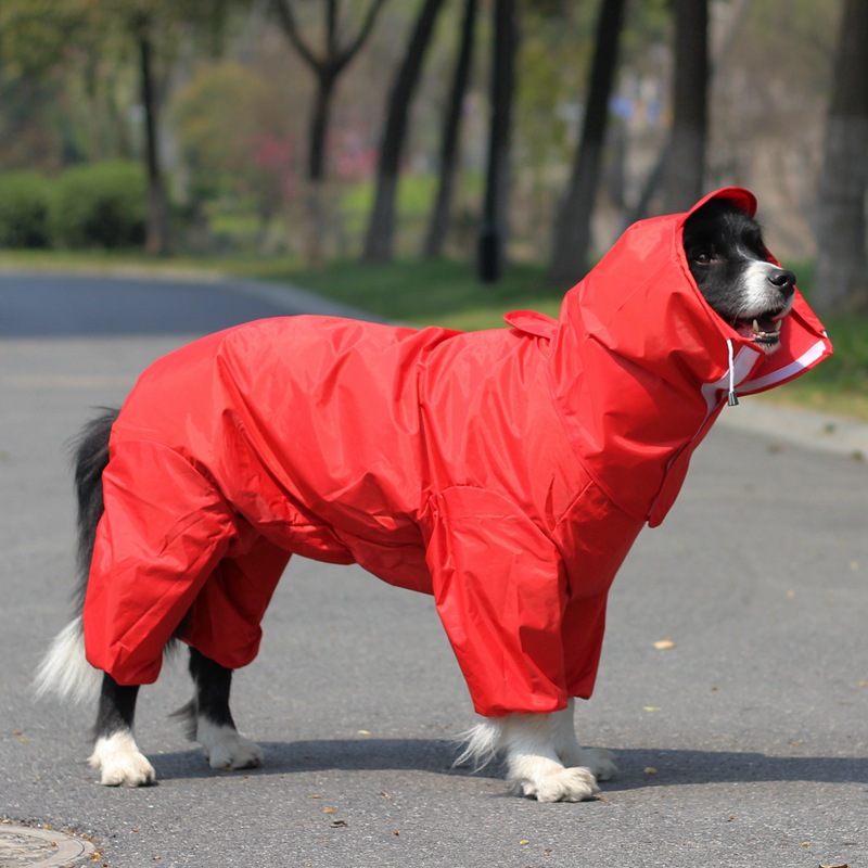 Pet Dog Puppy Outdoor Waterproof Hooded Four-legged Rain Coat Jacket Jumpsuit - Picture 15 of 19