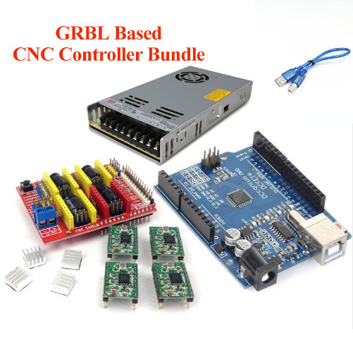 雕刻机扩展板套件 UNO R3 + cnc shield v3 + A4988驱动板(GRBL)