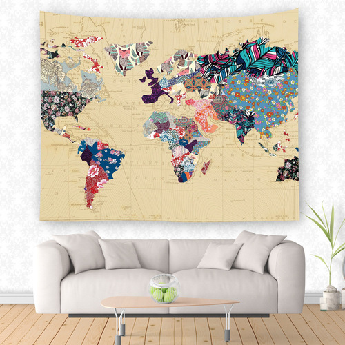 Hot-selling Export-Ready European & American-Style Map Print Tapestry: Creative Home Decor, Polyester Background Wall Hanging, and Wall-Mounted Carpet