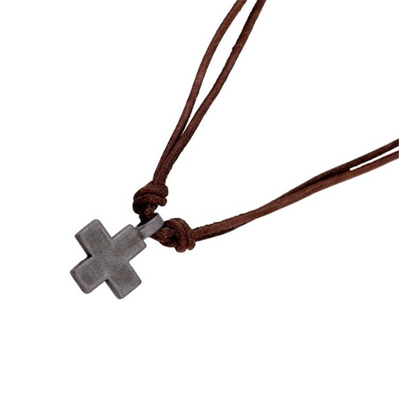 Retro Cross Alloy Cowhide Men's Pendant Necklace display picture 1