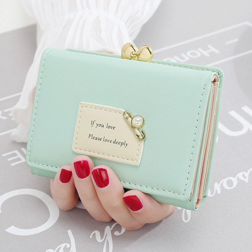 2024 New Women's Small Wallet Simple Women's Short Student Korean Version Cute Multifunctional Mini Card Holder Coin Purse