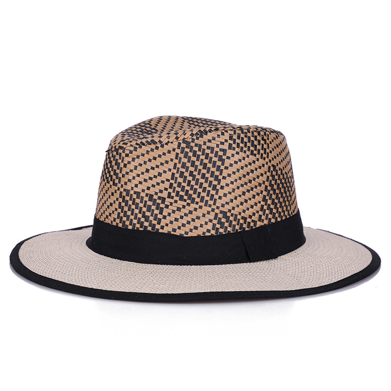 Sombrero de paja de los hombres de verano de jazz Británico a prueba de sol sombrero refrescante transpirable viajes al aire libre de lino fresco sombrero transfronterizo Venta caliente