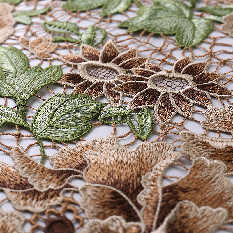 新款高档多色满幅立体镂空水溶绣花面料连衣裙女装刺绣绣花布面料