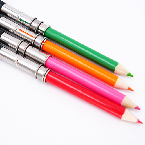 Pencil extender with double metal stainless steel pen holder sketch pencil extended rod pen extender wholesale