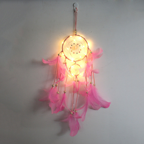Creative night light dream catcher wall decoration pendant two-ring dream catcher simple decorative wall hanging best friend birthday gift