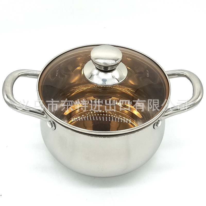 Factory direct sales of stainless steel soup POTS, arc-shaped soup POTS, composite steel soup POTS, colored glass LIDS, large-capacity stewing POTS detail image 3